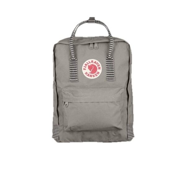 Fjällräven Kånken Backpack Unisex Small Mini Gray Fog Striped School Travel Logo